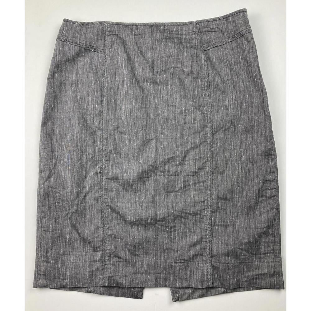 White House Black Market Linen-Blend Pencil Skirt Lined Gray Fleck Women’s Sz 12